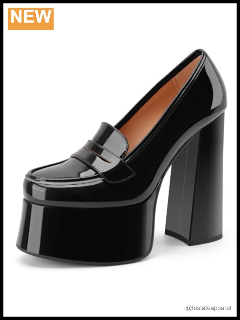 Perisis Platform Loafers Chunky Block Heel Slip On Pumps Faux Leather
